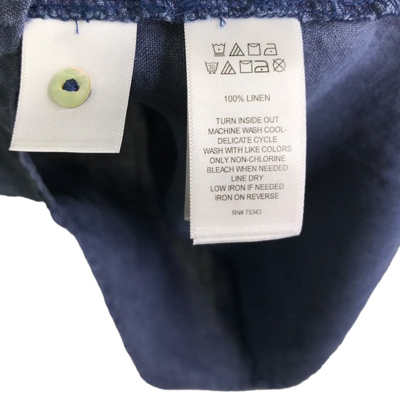 C&C California Mini Dress Womens M Blue Linen Sleeveless Keyhole Front High Neck - Picture 8 of 8